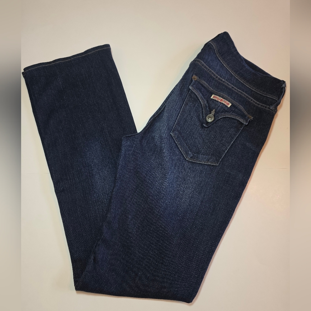 Hudson Beth Midrise Baby Boot Jeans Women's 31 Dark Wash Indigo Stretch Denim - Picture 2 of 13